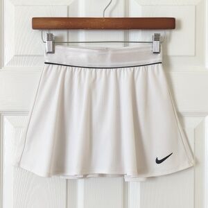 Nike Court Dri-Fit Flouncy Ribbed Knit High Waisted Mini Tennis Skort White XS